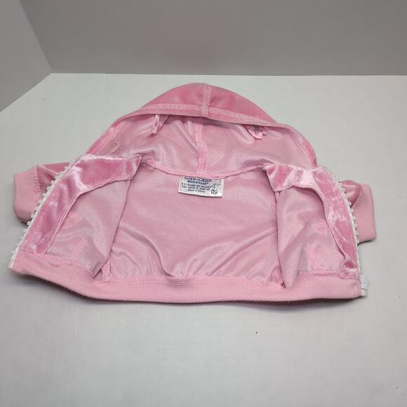 Build A Bear Pink Velour Velvet Outfit Hoodie Jacket Skirt Bedazzled Perfect - Picture 4 of 8